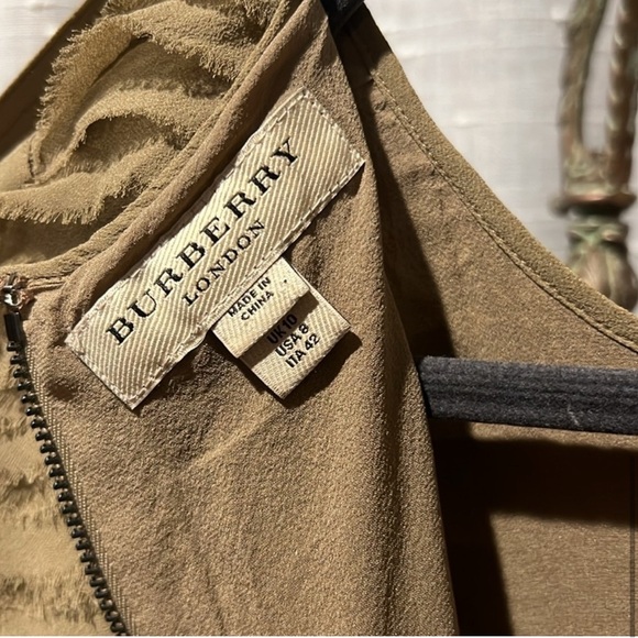 BURBERRY | Sheath Silk Dress Tiered Fringe - Picture 5 of 7